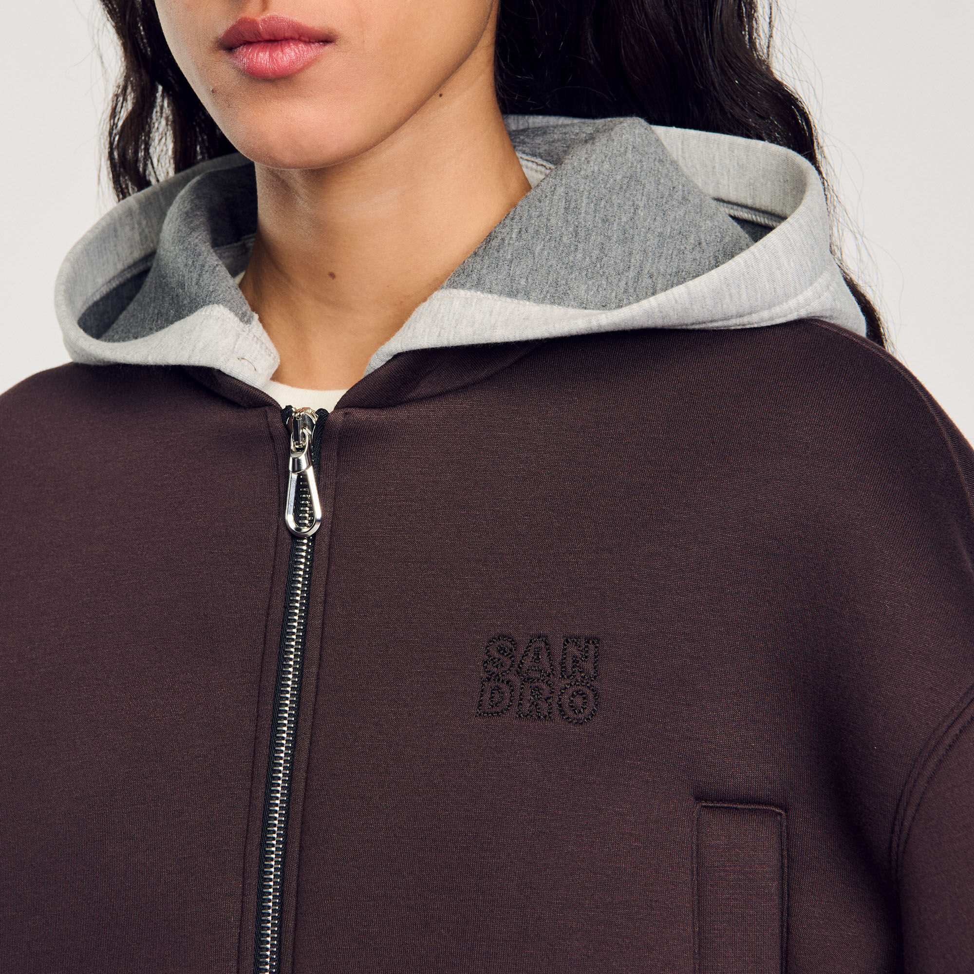 Hooded sweatshirt jacket red For Women | Sandro Paris