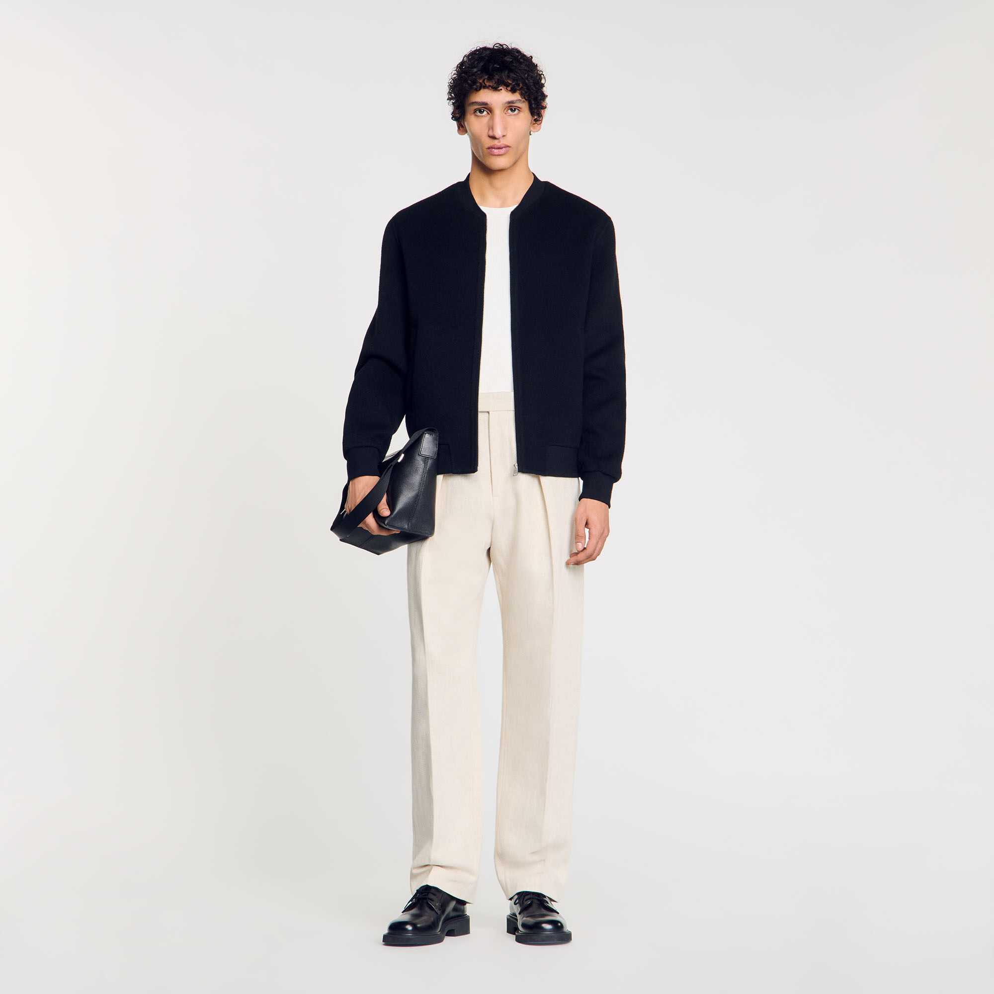 Double-faced wool jacket black / gray for Men | Sandro Paris