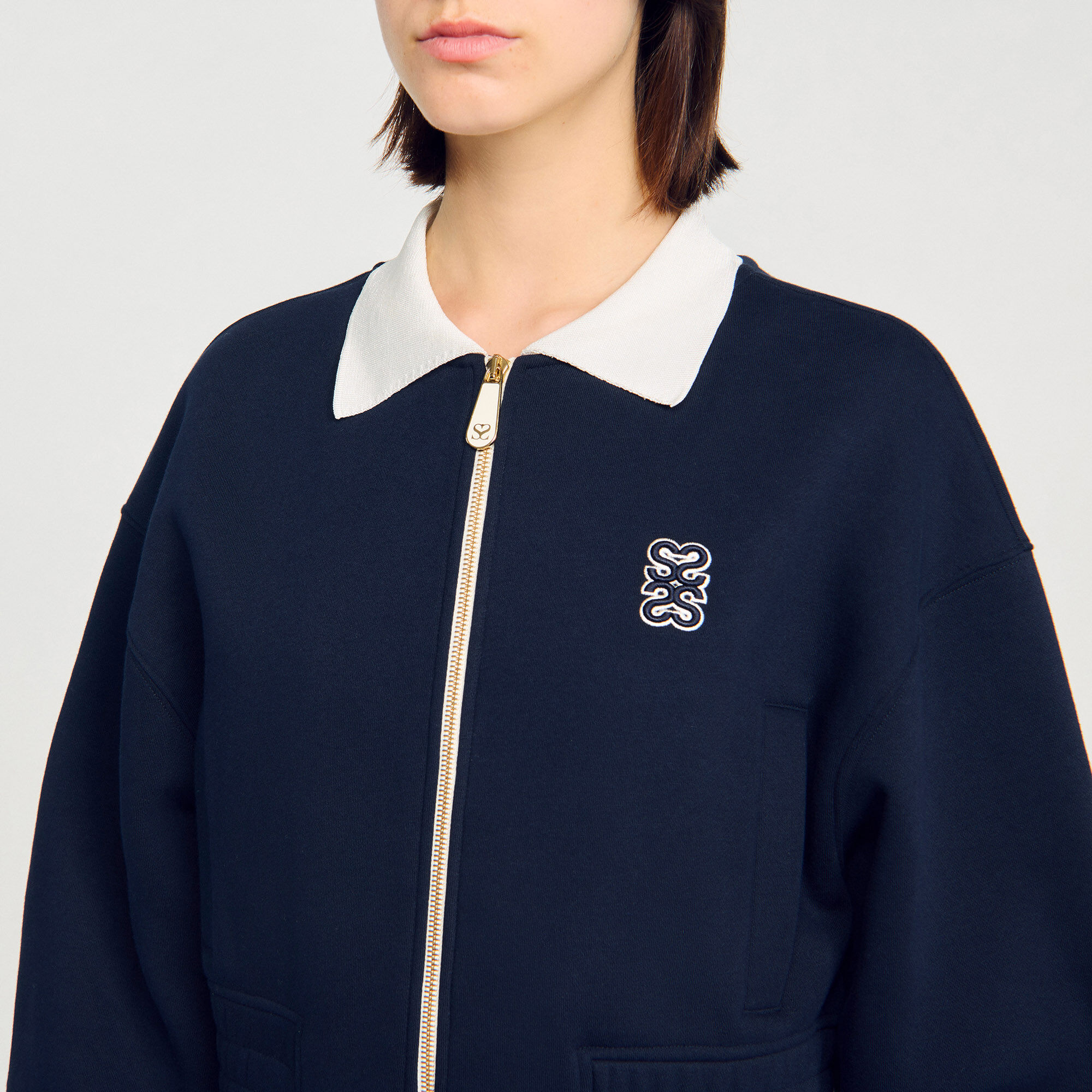 Cropped two-tone sweatshirt