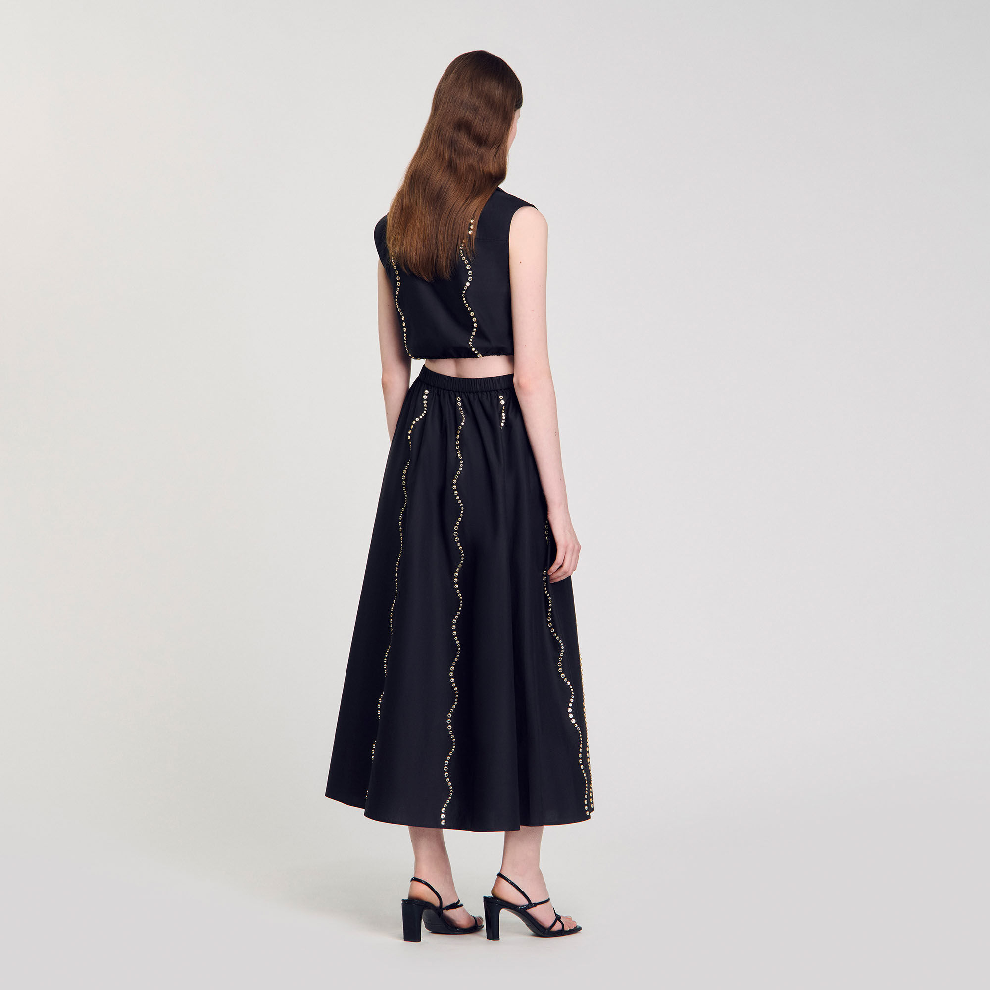 Long rhinestone skirt black / gray For Women | Sandro Paris