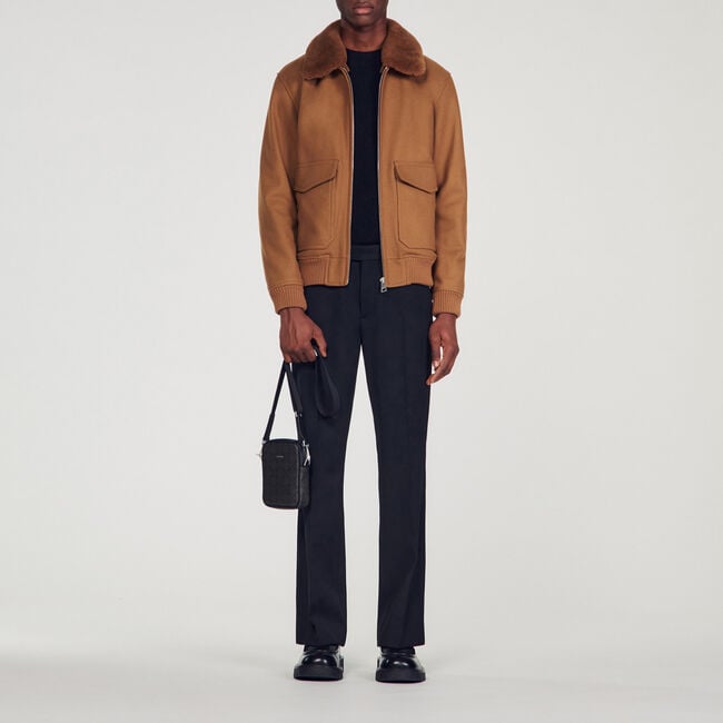 Shearling collar aviator jacket
