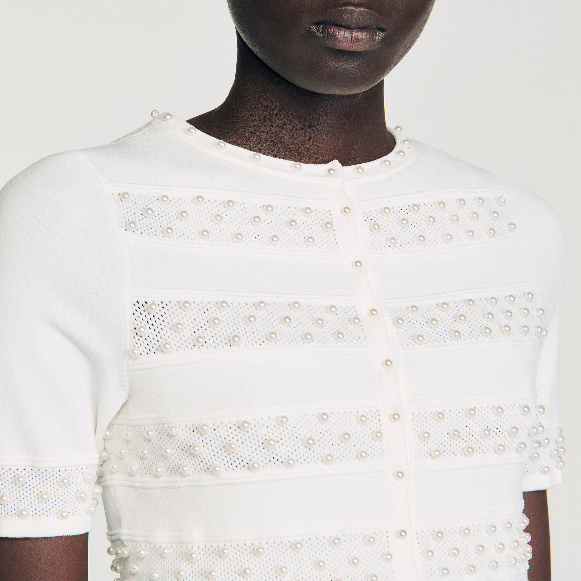 Cropped beaded cardigan