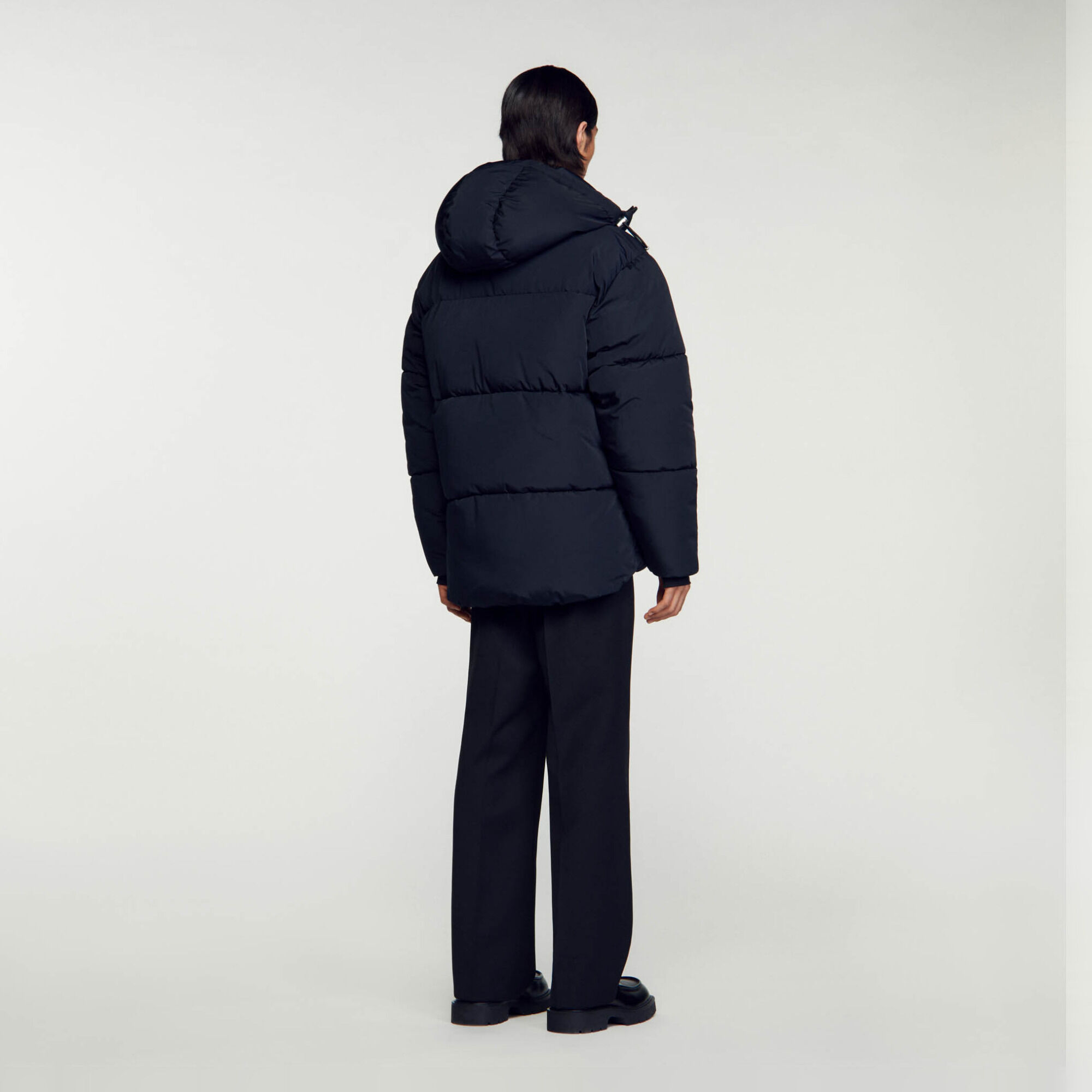 3/4-length hooded puffer jacket