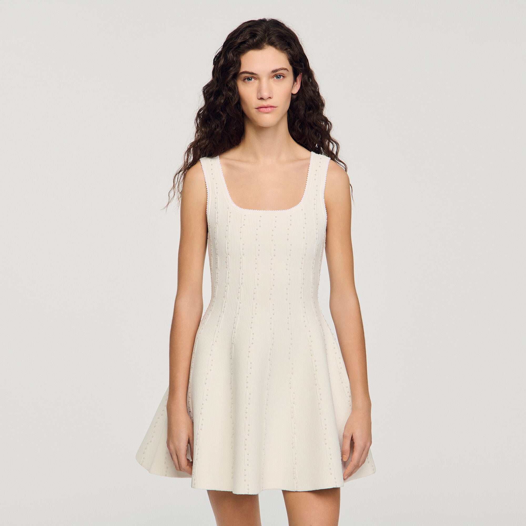 Beaded knit short dress