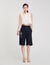 Pleated rhinestone neck crop top