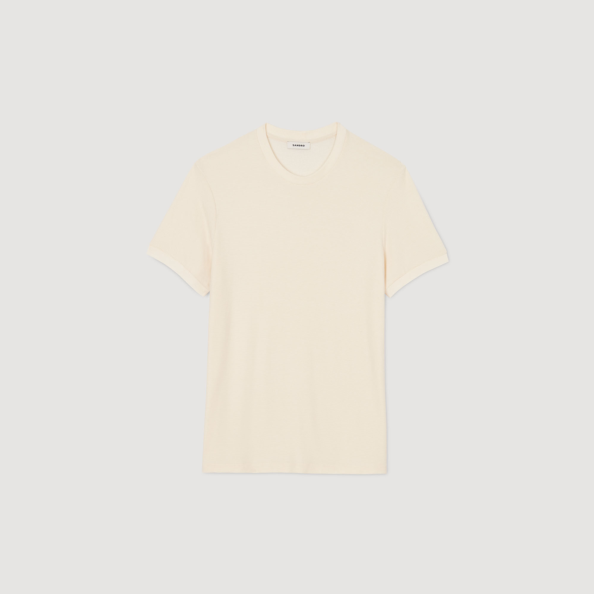 Round neck T-shirt white / beige for Men | Sandro Paris