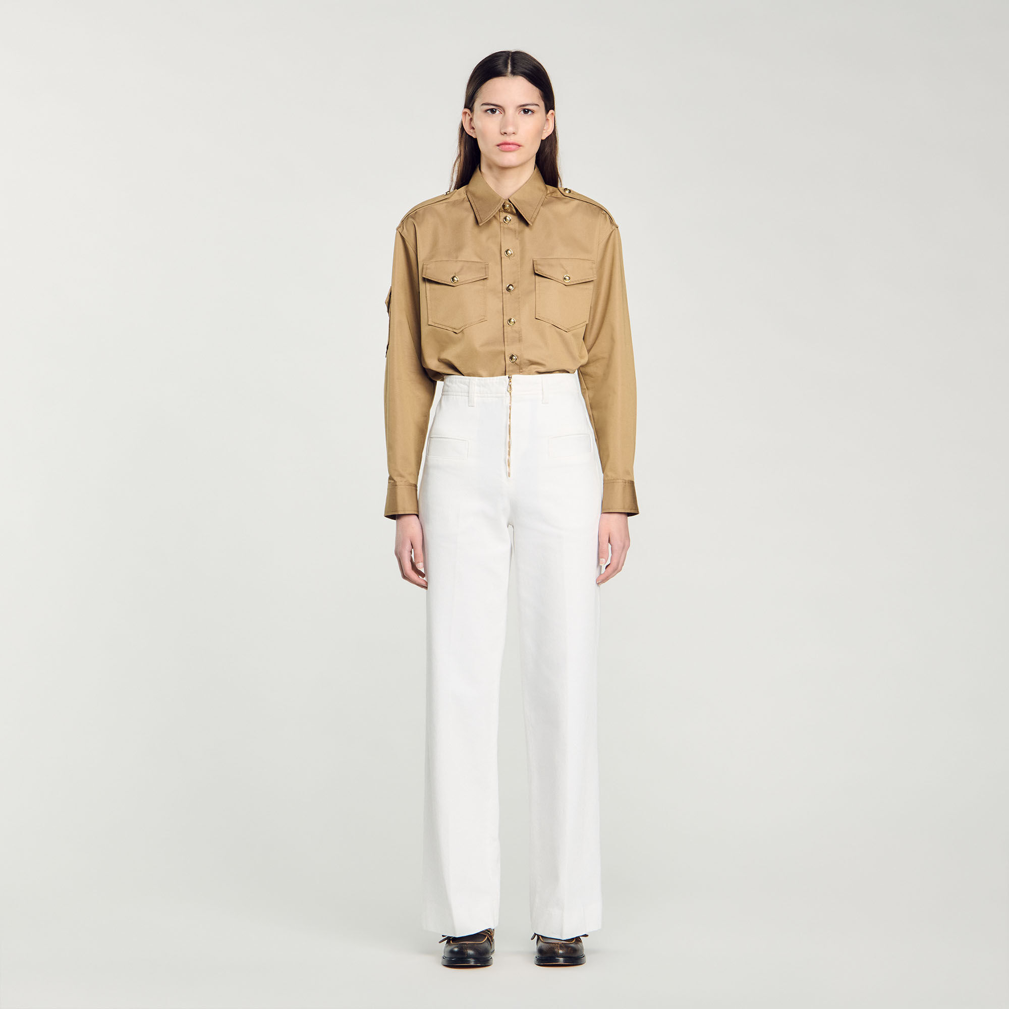 Wide-leg canvas trousers