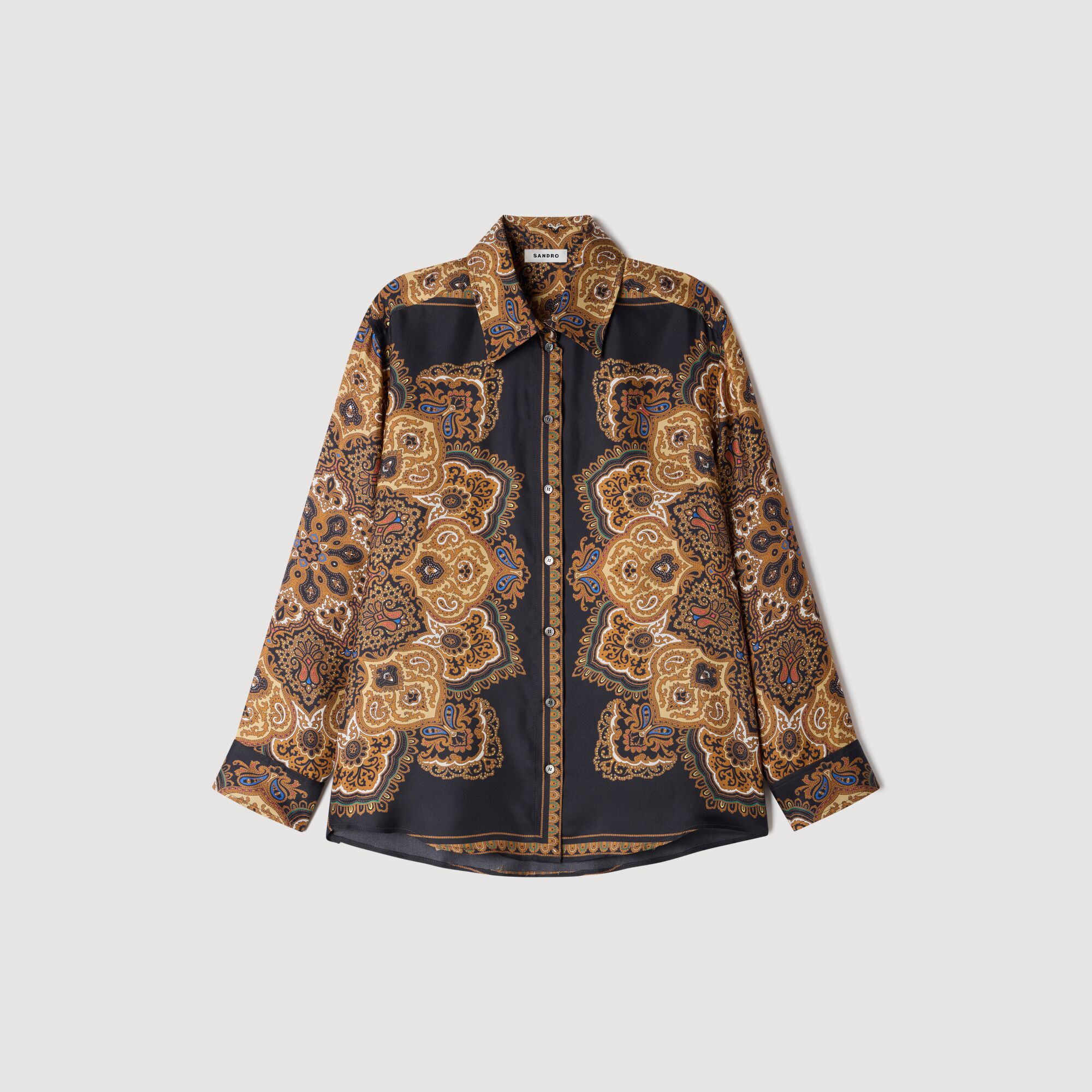 Scarf print silk shirt