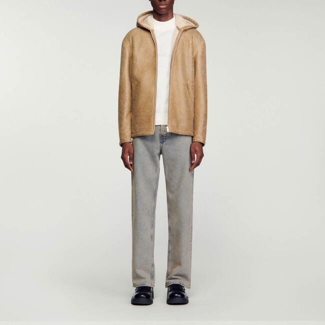 Woollen leather jacket