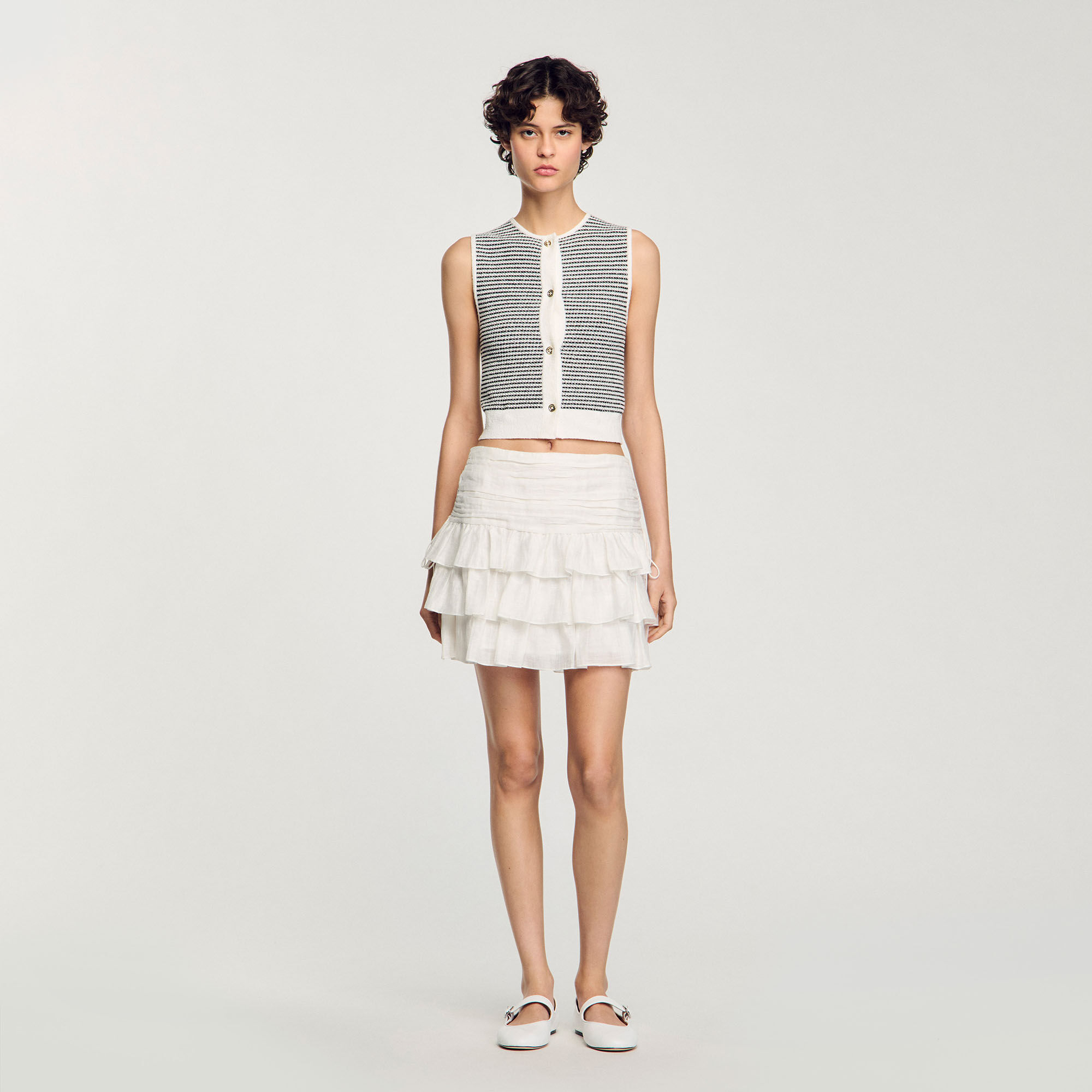 ワンピース saya frill skirtwhite ショートスリーブギャザーワンピース(オフホワイト) - seventen