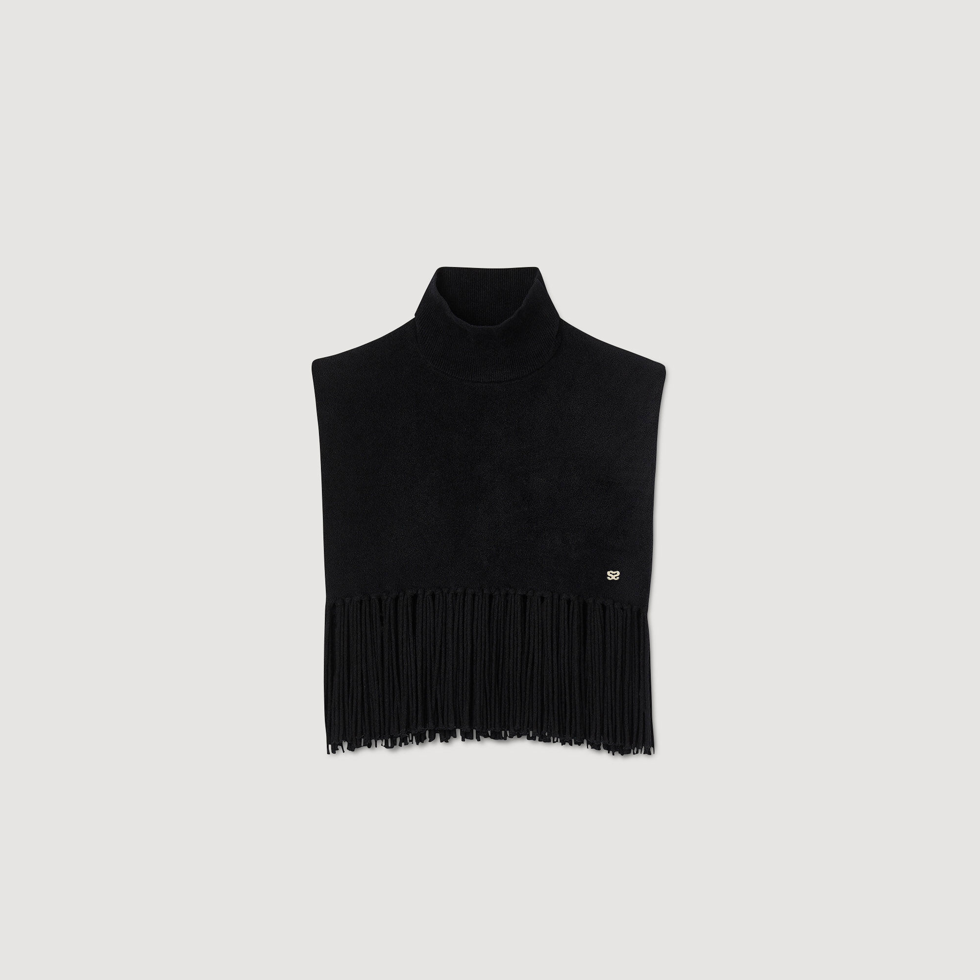 Velvet knit scarf collar Black / Gray | Sandro Paris