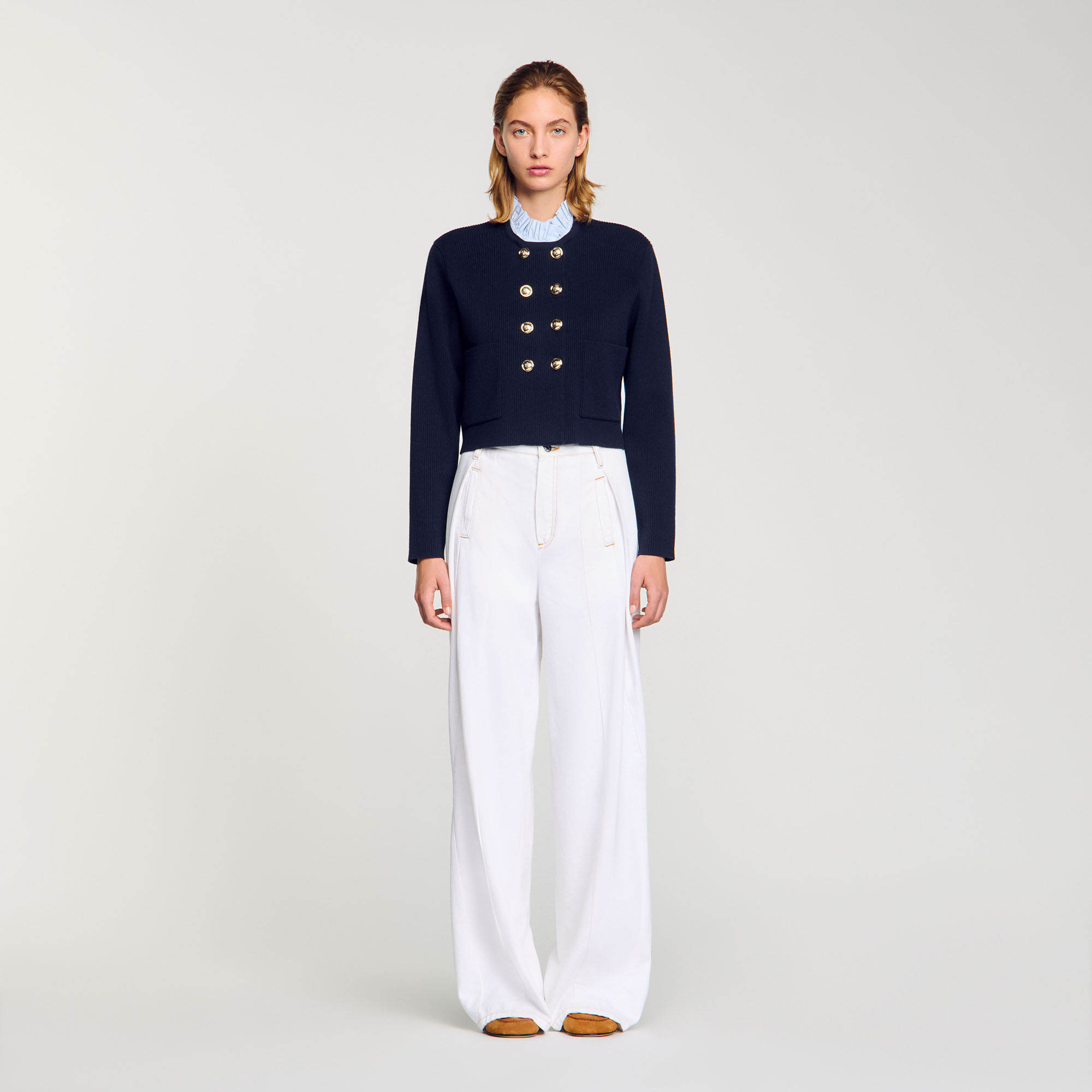 トップス ounce ruffle golgi cardigan WHBM_LS Ruffled Peplum