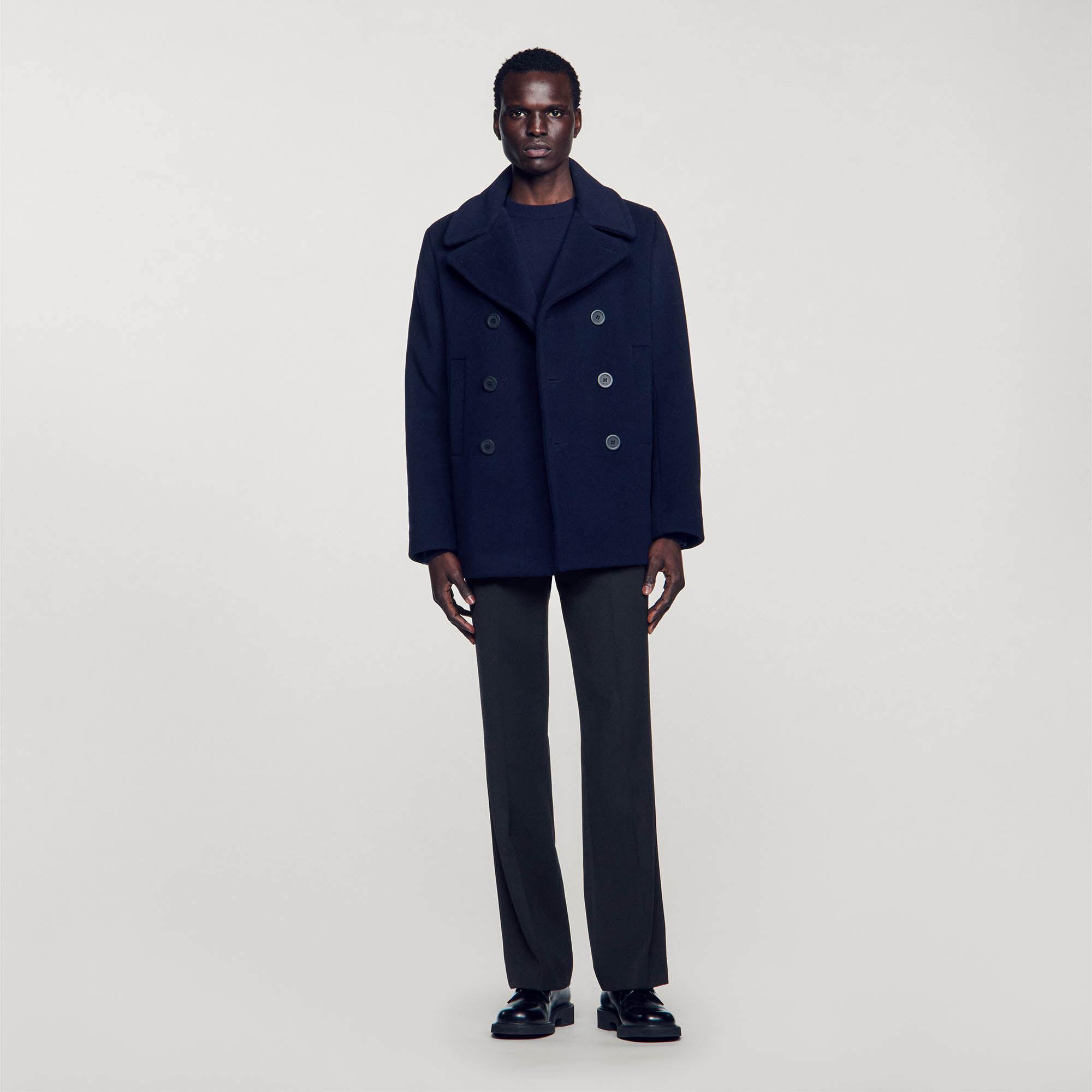 Straight-fit wool-blend coat