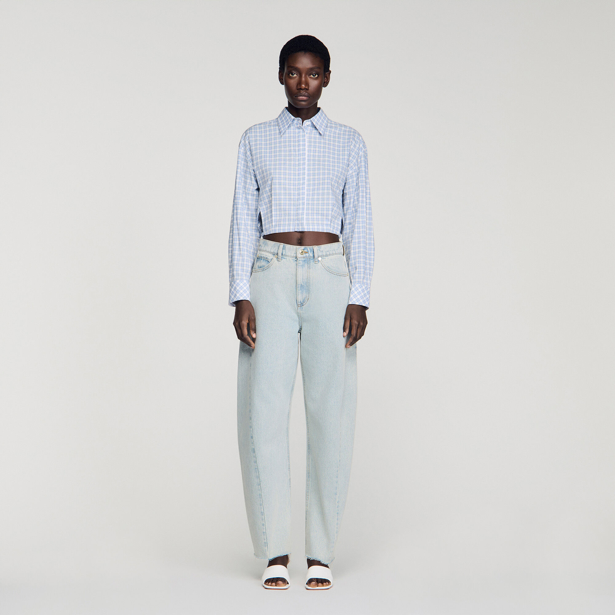 Faded barrel cotton jeans