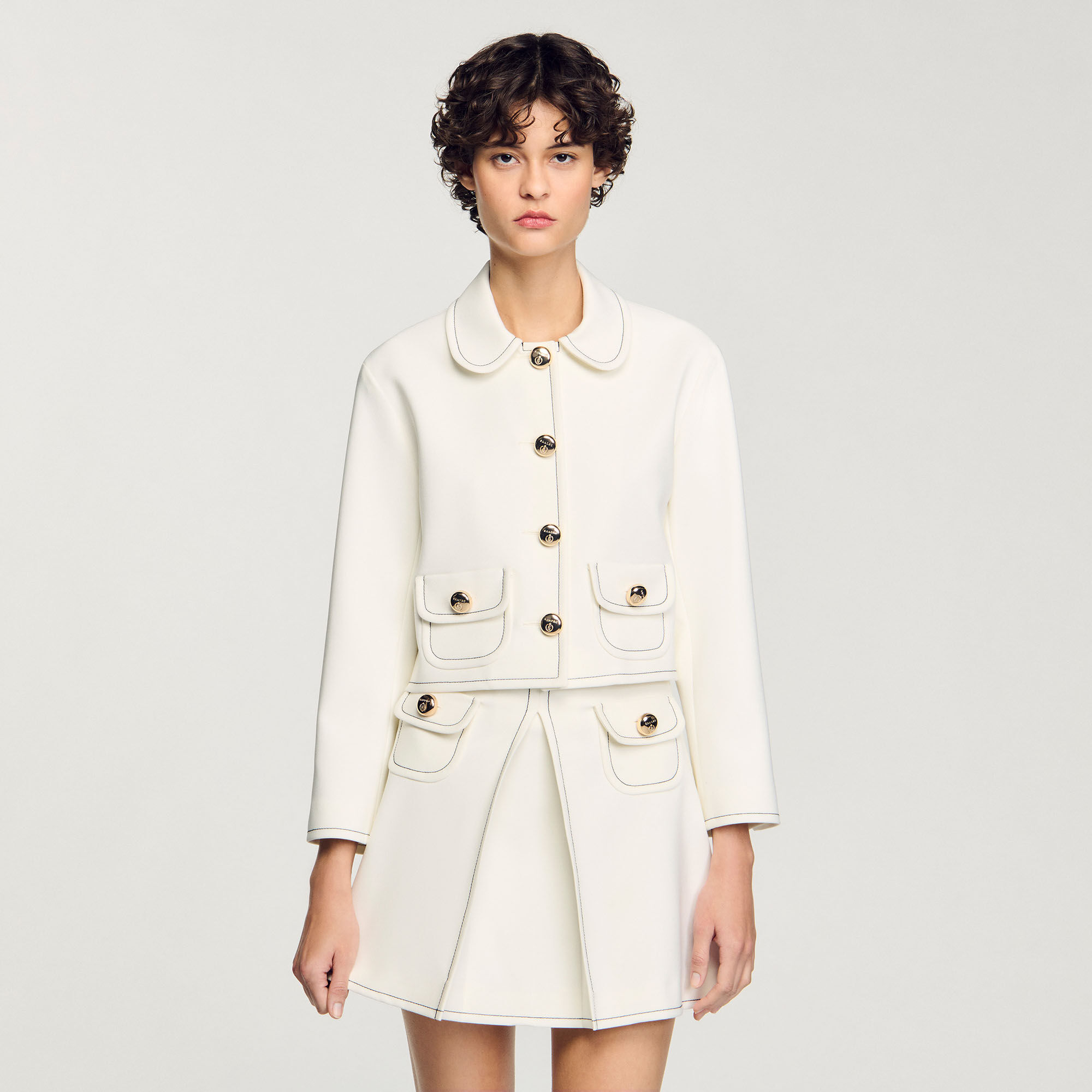 Peter Pan collar cropped jacket
