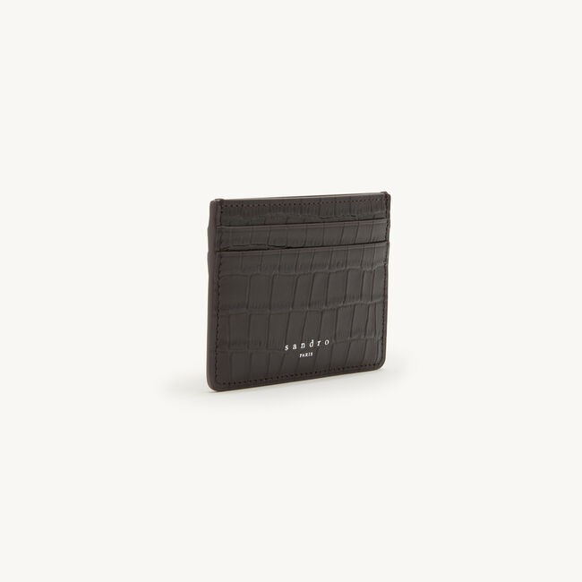 Crocodile embossed leather card holder