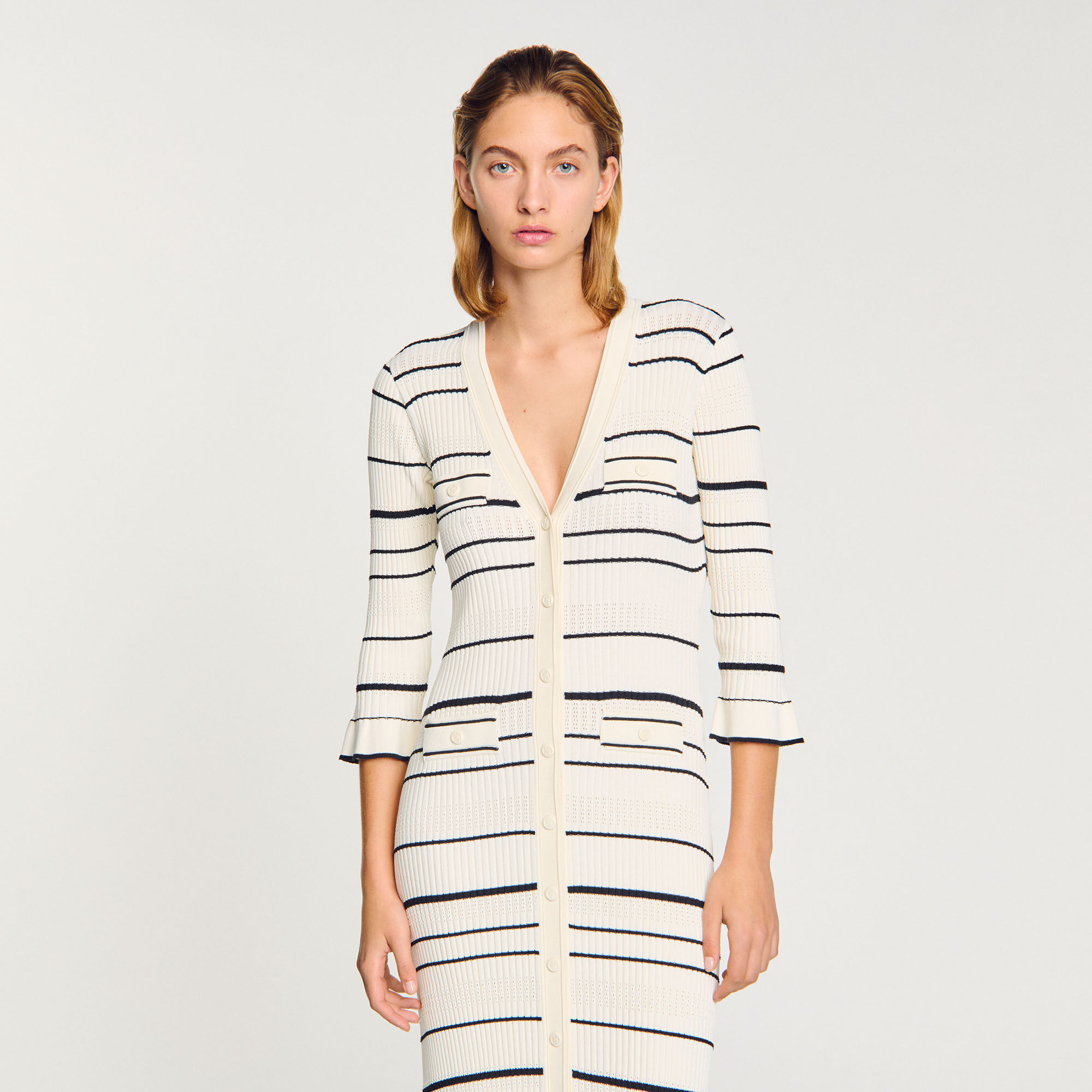 Stripy knit maxi dress