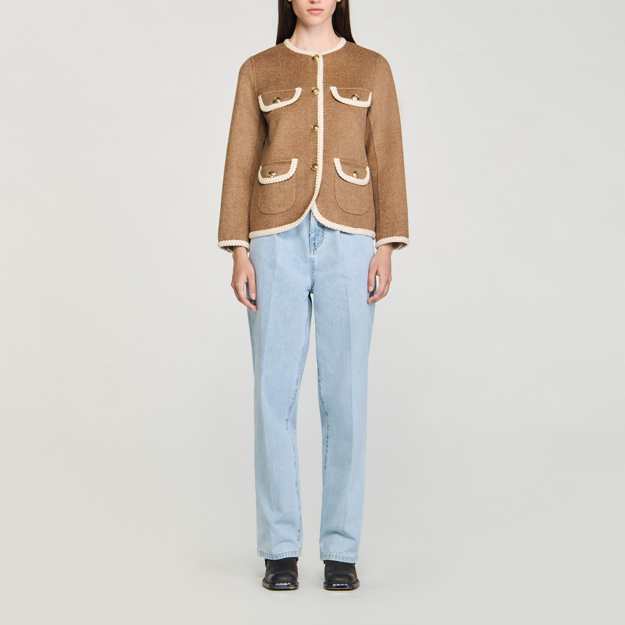 Double-faced jacket brown For Women | Sandro Paris