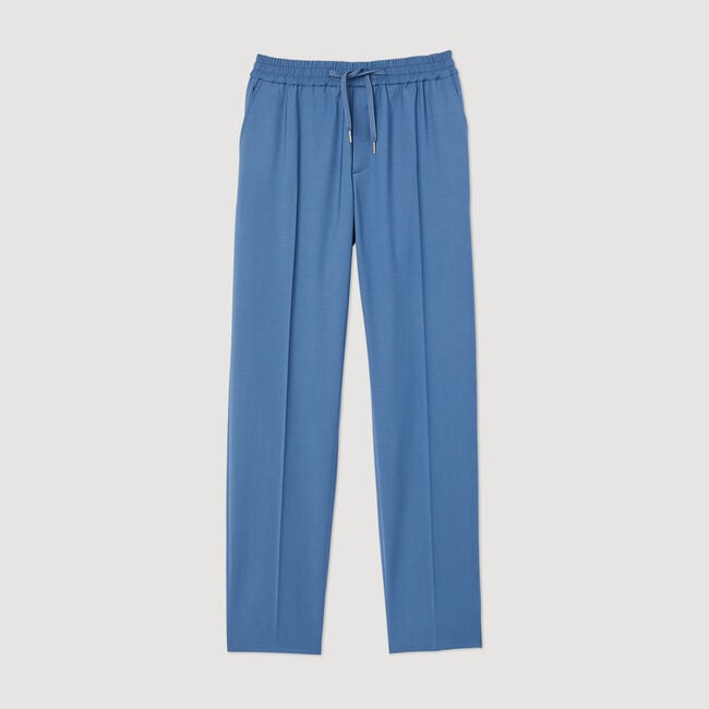 Elasticated straight-leg trousers