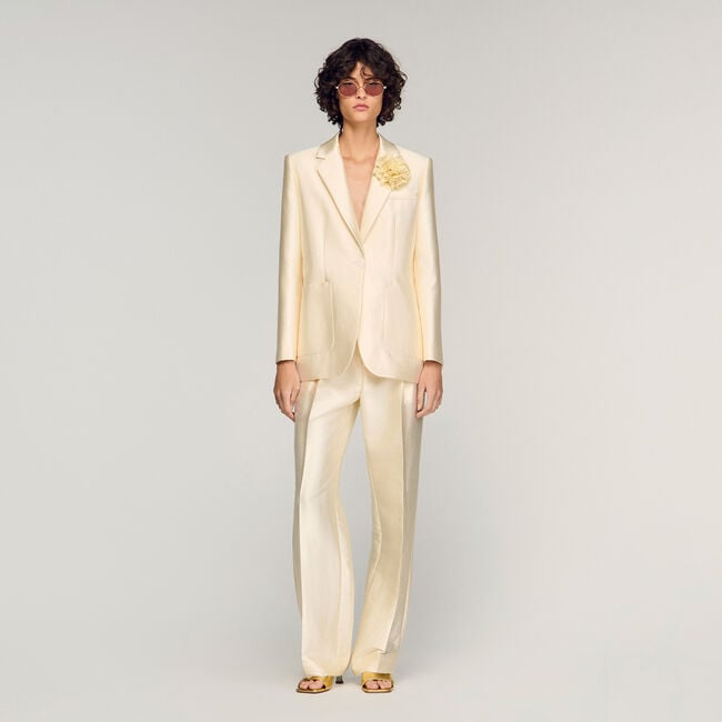 Satin jacket with flower detail