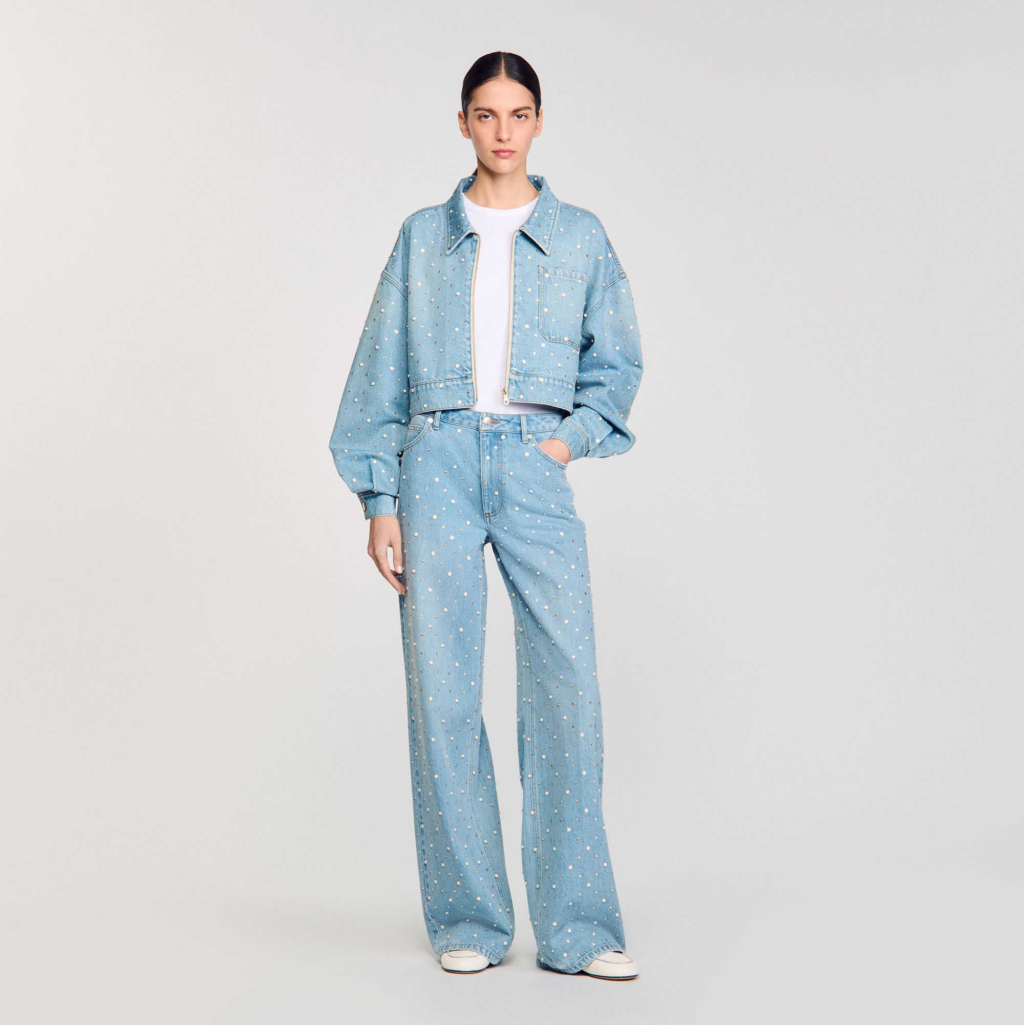 Wide-leg jeans blue For Women | Sandro Paris