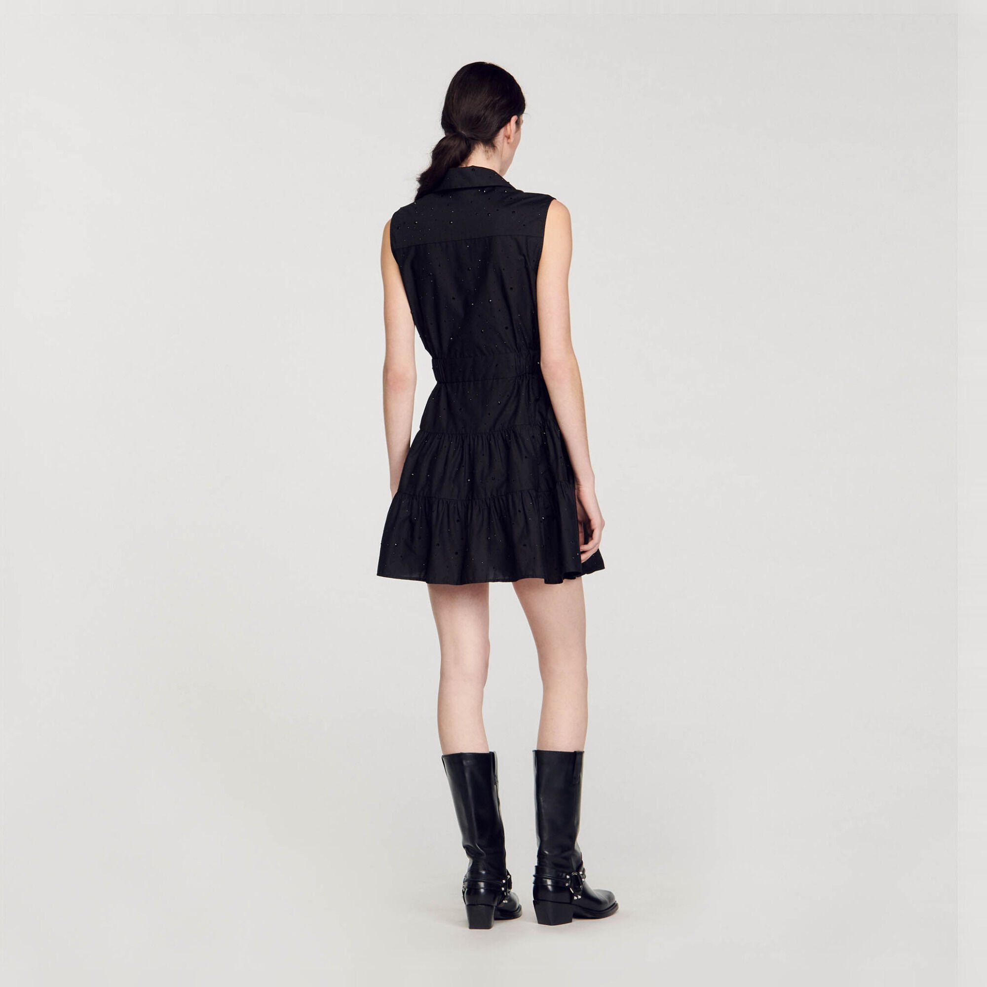 Short draped dress with rhinestones