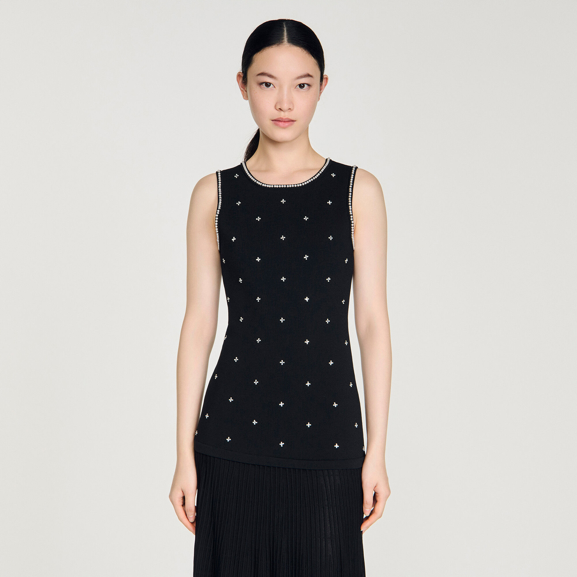 Rhinestone flower print maxi dress