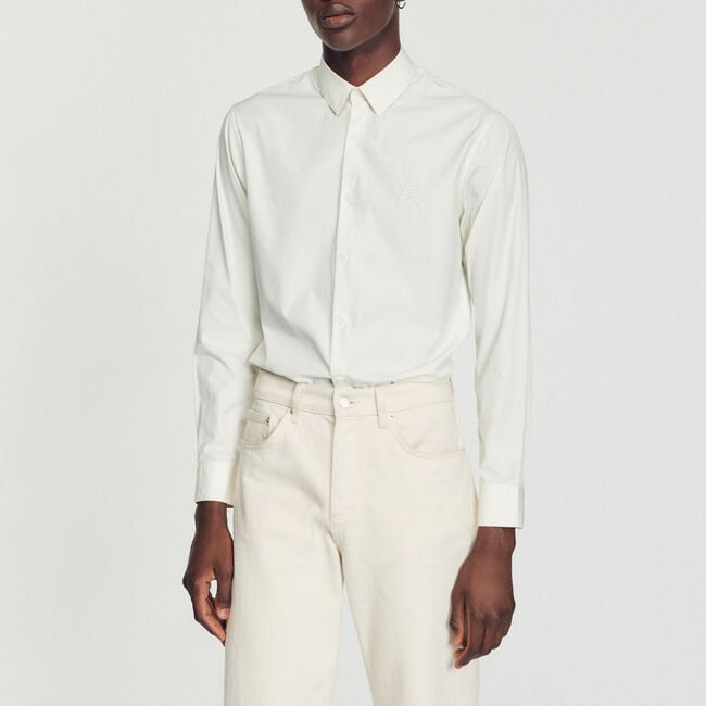 Cotton shirt with signature embroidery