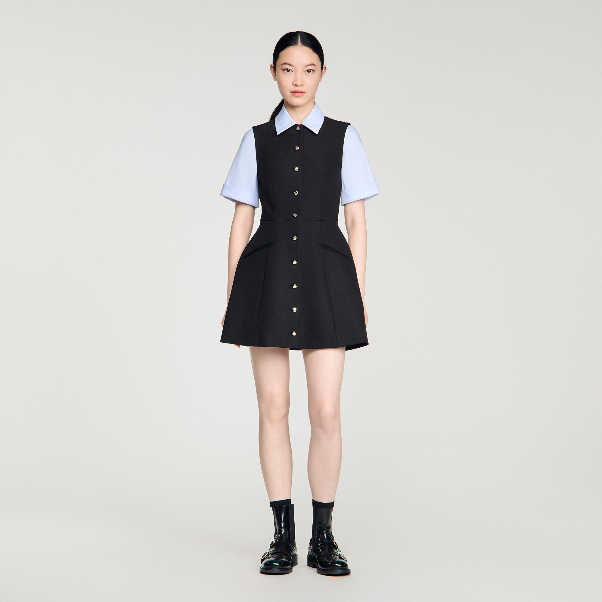 2-in-1 short dress black / gray For Women | Sandro Paris