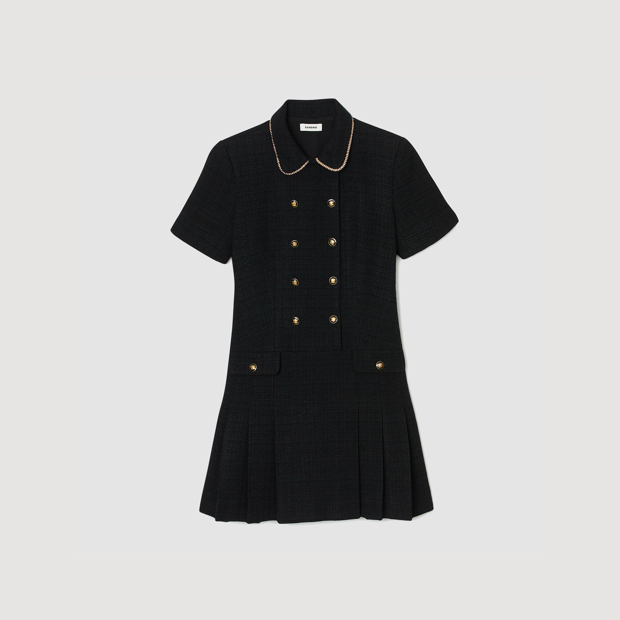 Short buttoned tweed dress