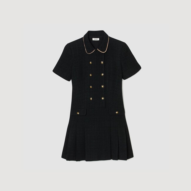 Short buttoned tweed dress