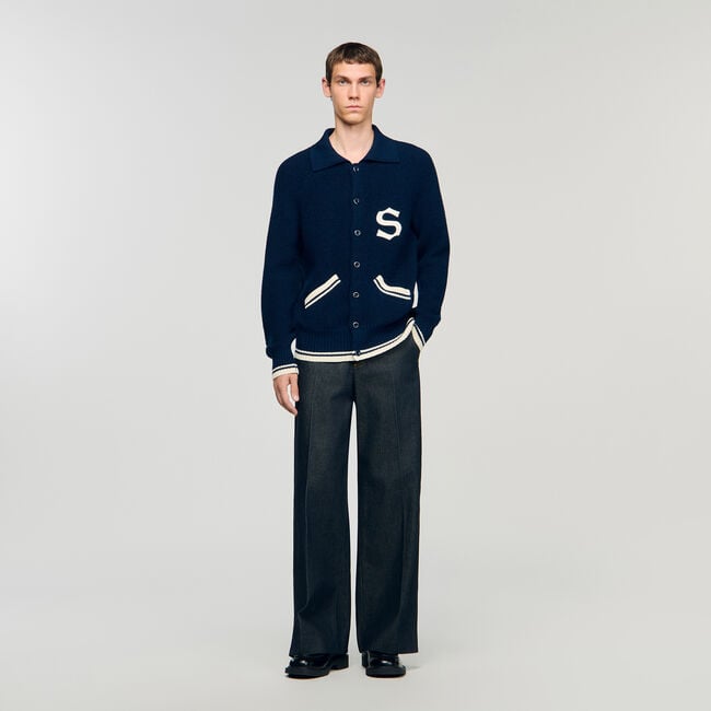 Wool cardigan with patch S
