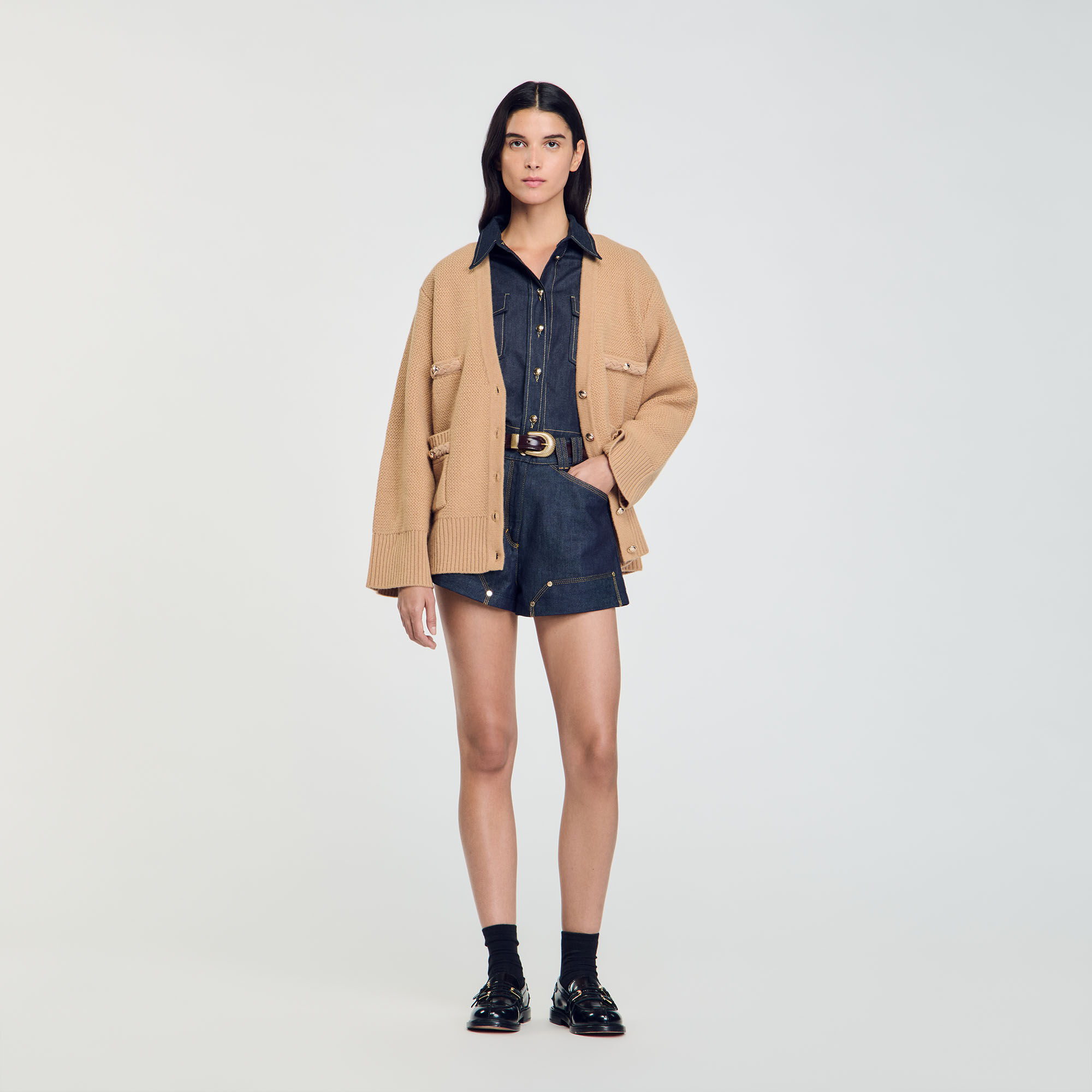 Sandro cardigan with contrasting slogan store