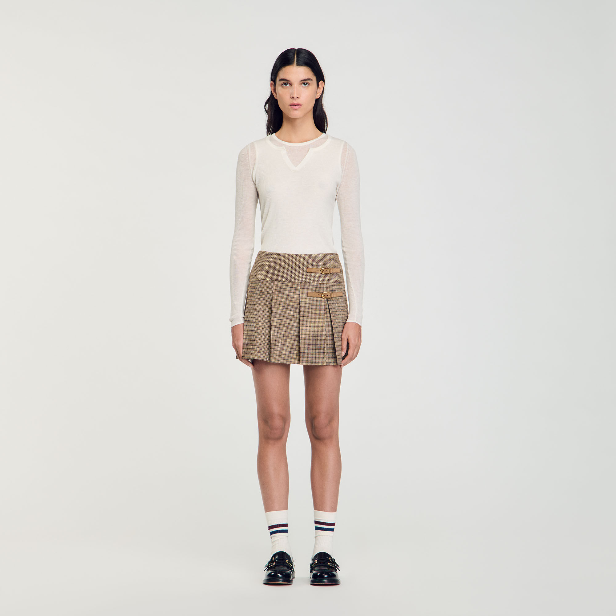 Houndstooth sweater skirt top