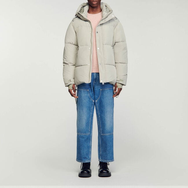 3/4-length hooded puffer jacket