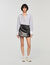 Short aged leather skirt
