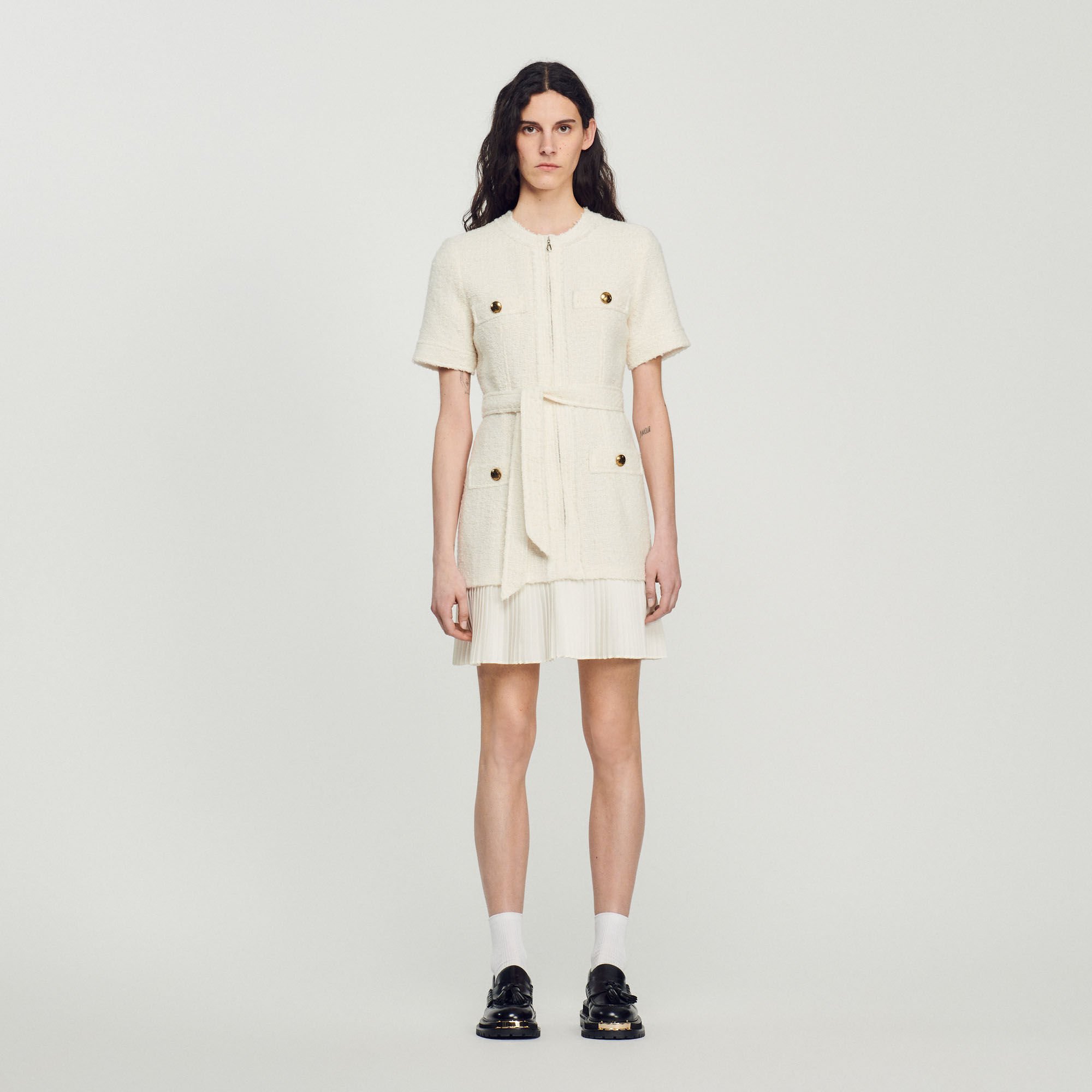 Tweed effect woollen coat dress