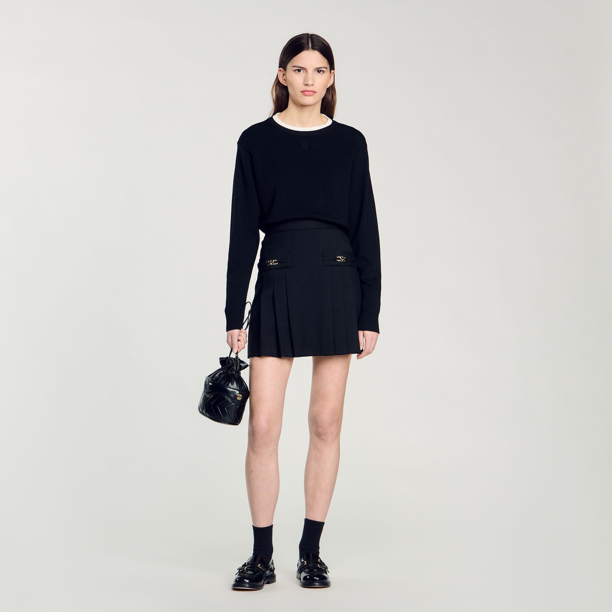 Coat with contrasting hood black gray For Women Sandro Paris