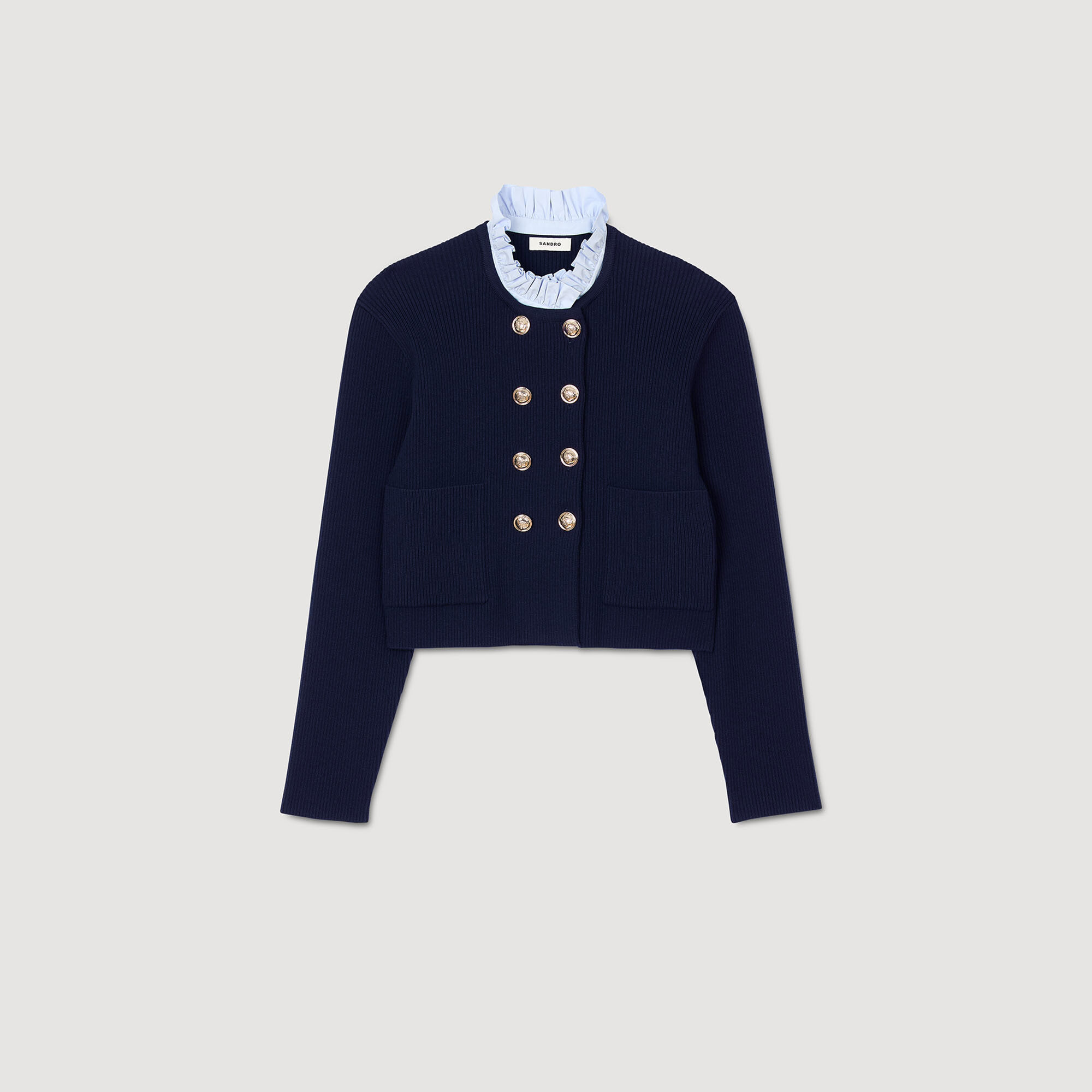 Cardigan with removable ruffled collar
