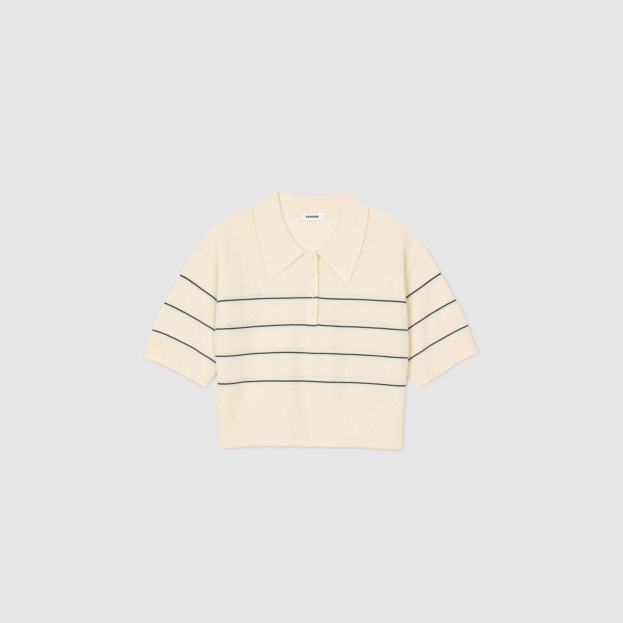 Cropped striped knitted jumper