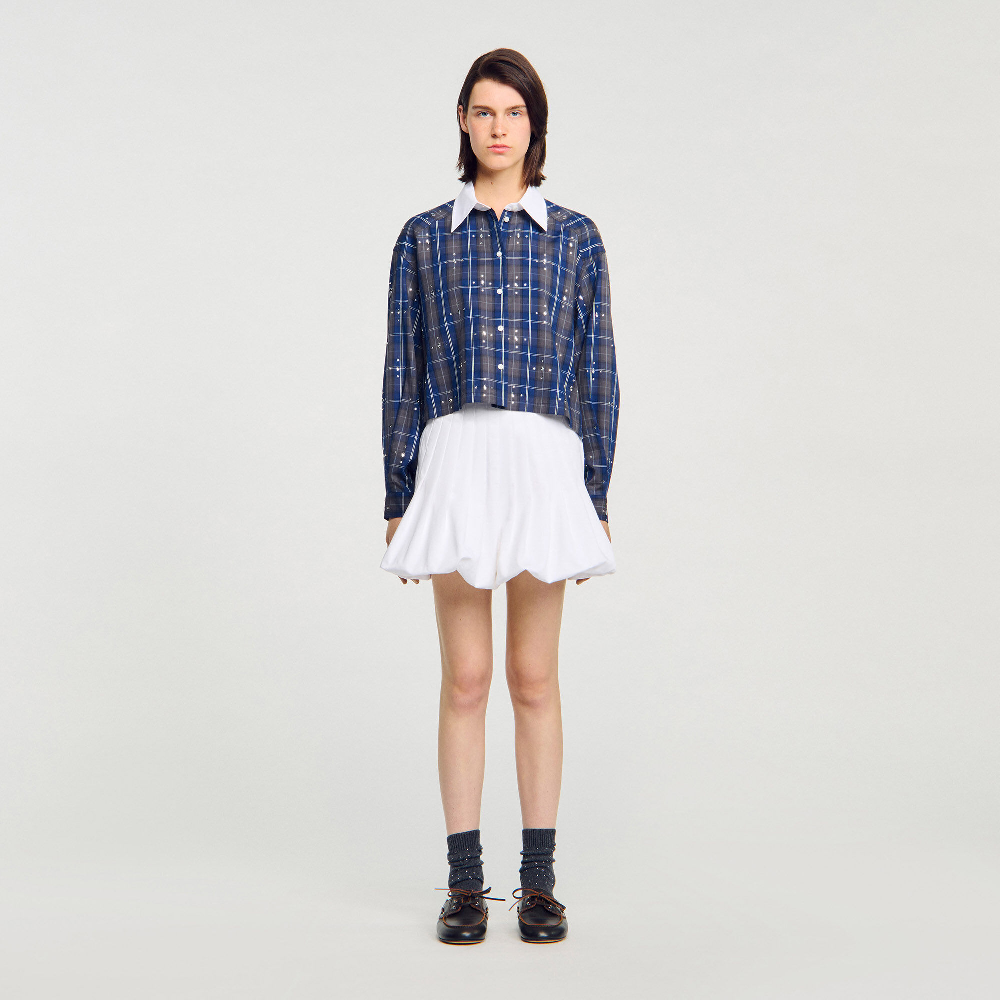 Rhinestone check shirt