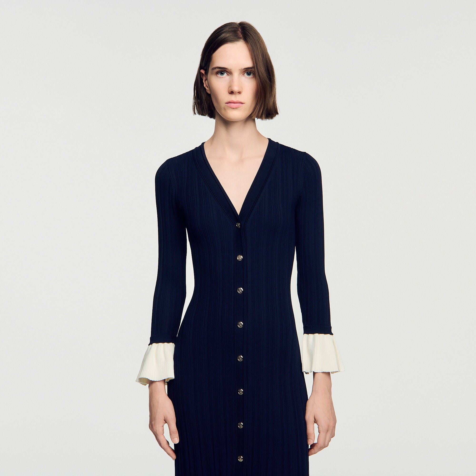 Two-tone knit maxi dress - Women | Sandro