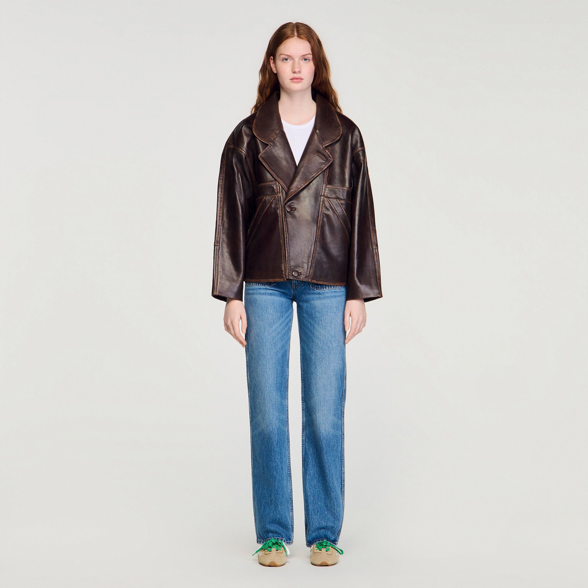 Oversized leather jacket
