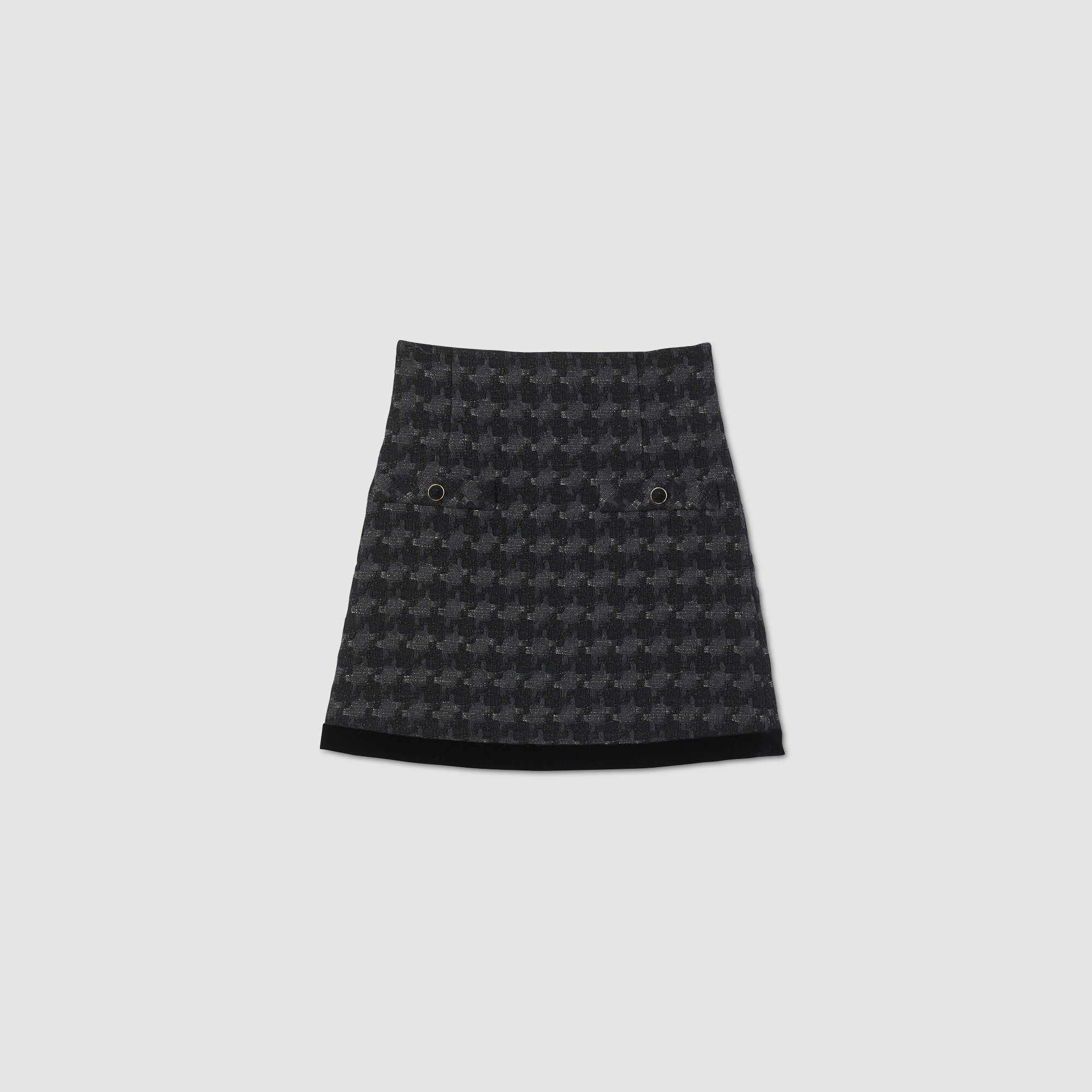 Houndstooth tweed short skirt