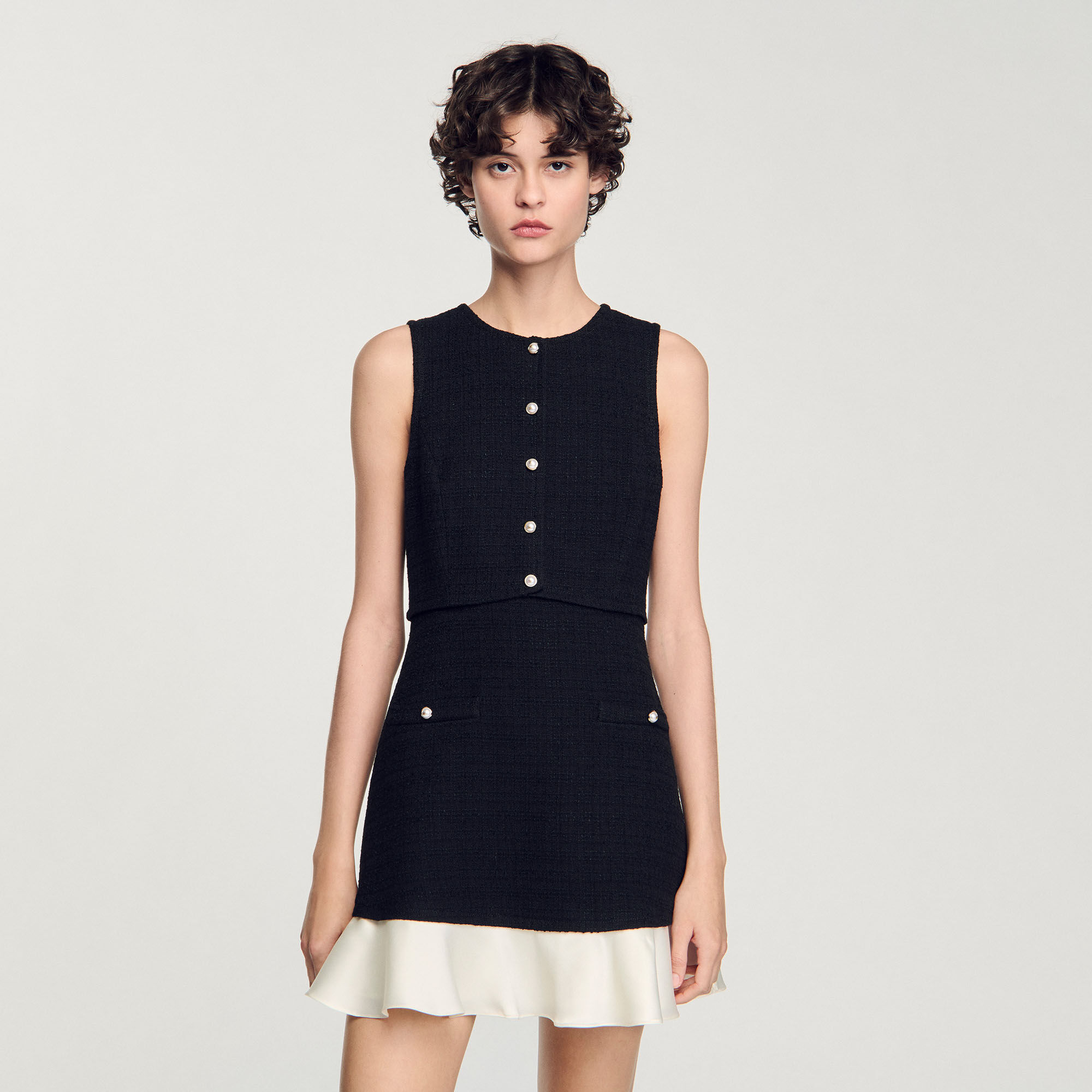 Two-tone tweed short dress