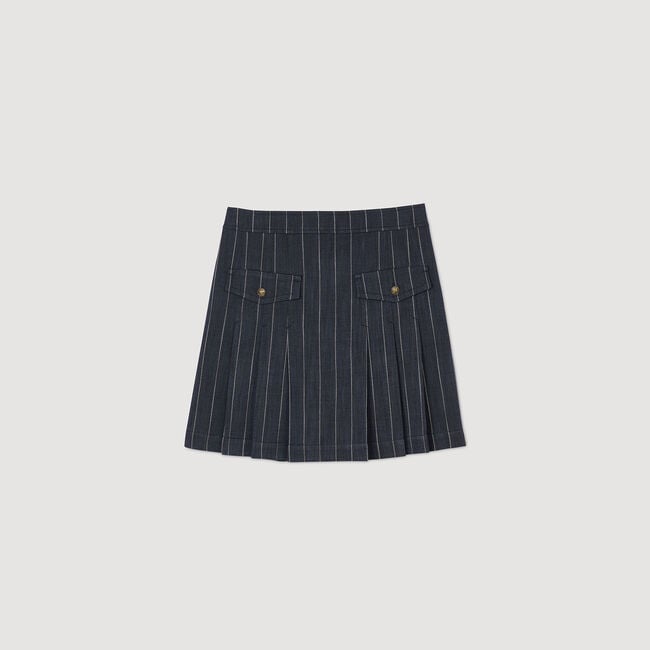 Short striped pleated skirt