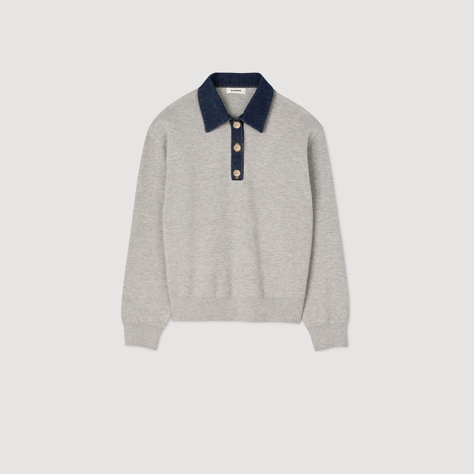 Jumper with denim collar