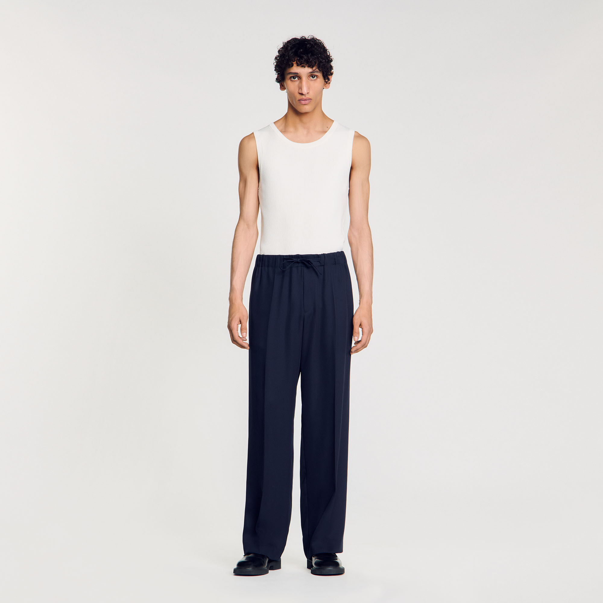 Elasticated wide-leg trousers