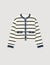 Stripy cardigan with denim details