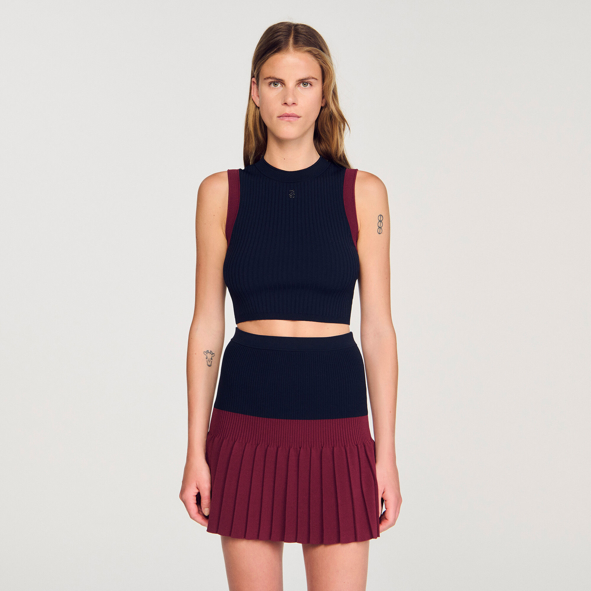 Two-tone knit top